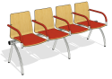 sh_Cadeira Espera 4L_CALMK0264 - Calm Four Seater Armed Beam Red